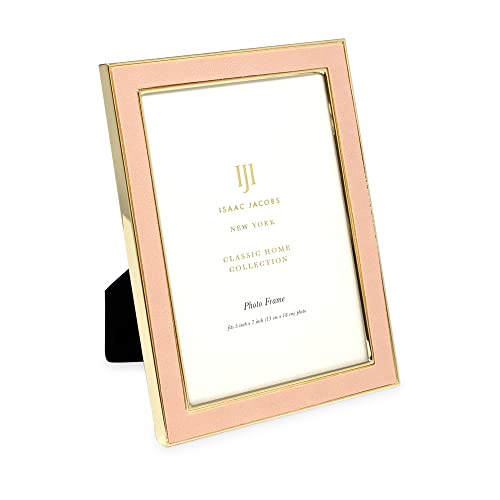 Isaac Jacobs 5x7 Pink Leather w/Gold Metal Picture Frame with Easel