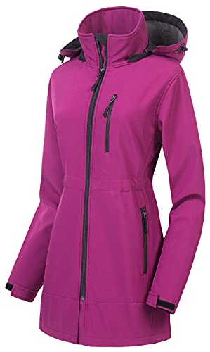 Creatmo Us Womens Casual Waterproof Mid-Length Trench Coat Softshell Tactical Waterproof Fall Jacket Purple M #TOP6