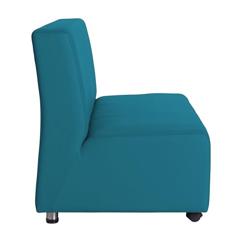 Image of FDP Pro Series Upholstered Armless Mobile Sofa with Locking Casters for Portability Commercial Seating for Hotel Lobby, Office, Restaurant, Waiting Room, Home - Teal