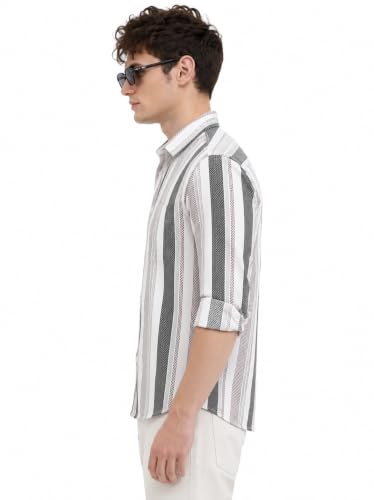 Image of Youth First Men's Cotton Blend Casual Shirt | Regular Fit Solid Full Sleeve Button Down Collared Shirts | Comfortable Formal Office Business Casual for Men