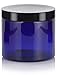 JUVITUS 16 oz Cobalt Blue PET Plastic Refillable Jar with Black Smooth Lid (6 pack)