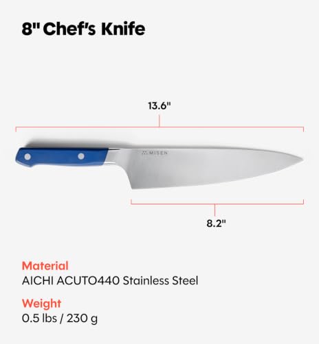 Image of Misen 8 Inch Chef's Knife, ACUTO440 Japanese High-Carbon Steel Kitchen Knife, Blue