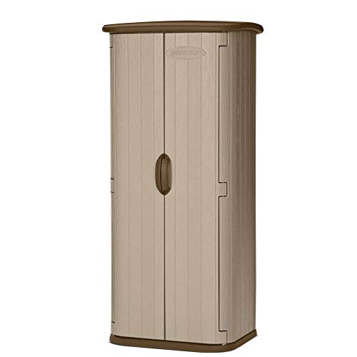 Suncast 20 Cubic Ft. Vertical Resin Outdoor Storage Shed, Sand Suncast 20 Cubic Ft. Vertical Resin Outdoor Storage Shed, Sand