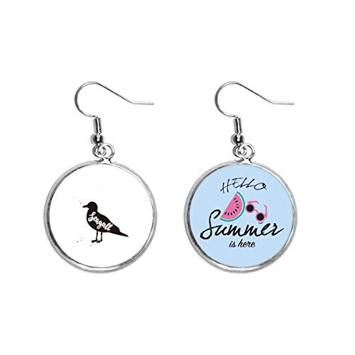 Pendientes de sandía con contraste asimétrico de gaviota animal