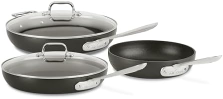 All-Clad HA1 Hard Anodized Nonstick Fry Pan Set – 3-Piece Cookwar...