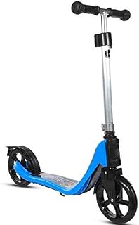 ZXYSMM Scooter H-Kick Portable Kick for Adults/Teens/Kids; Height Adjustable Commuter with with Big Pu Wheels, Non-Electric, 100Kg Capacity,Blue