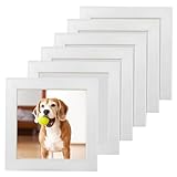 6 Pack White Picture Frames, 4x4 Photo Frames Wooden Small Photo Frame with Mount Square Picture Frame for Wallmounted Desk Top