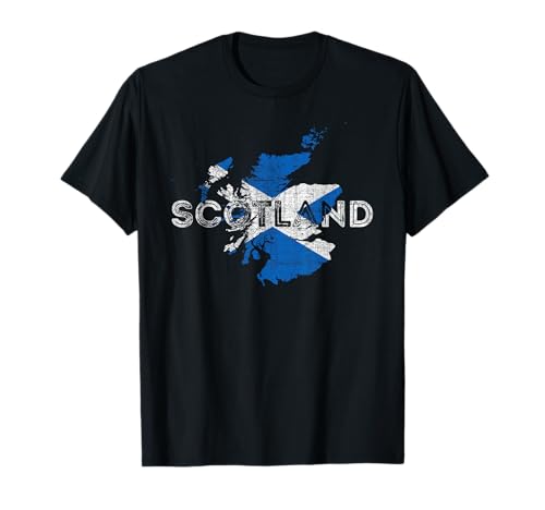 Scottish Map and Flag Souvenir - Distressed Scotland T-Shirt