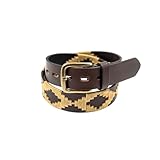GauchoLife Embroidered Leather Polo Belt – Hand-Stitched Gaucho Style Golf Belt for Men (Tan Diamond, 38)