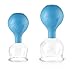 Produktbild Pulox Schröpfgläser Set aus Echtglas mit Saugball - 2x Medizinisches Schröpfglas in Blau - 52mm, 62mm