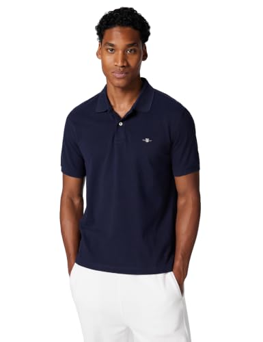Image of Gant Men's Reg Emb Archive Shield Polo Shirt (Pack of 1), Evening Blue, XXL