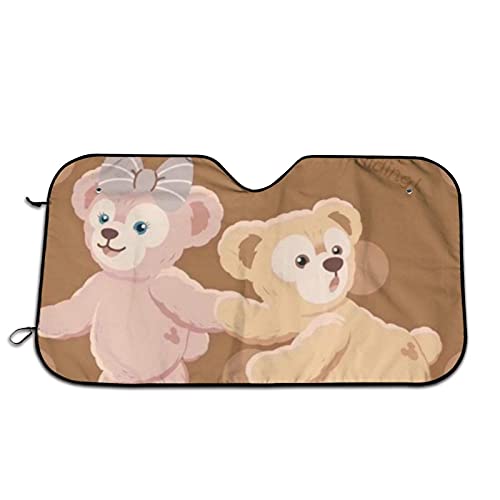 ダッフィー シェリーメイ サンシェード フロントサンシェード 日除け 軽自動車 吸盤 Uvカットキャラクター アニメ グッズ 雑貨 かわいい おしゃれ 車用品 (S(130x70Cm))