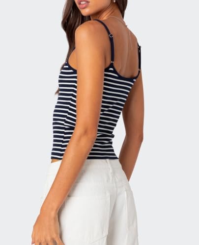 Women Y2k Summer Striped Cami Tops Spaghetti Strap Backless Slim Fit Tank Top Aesthetic Sleeveless Going Out Tops3