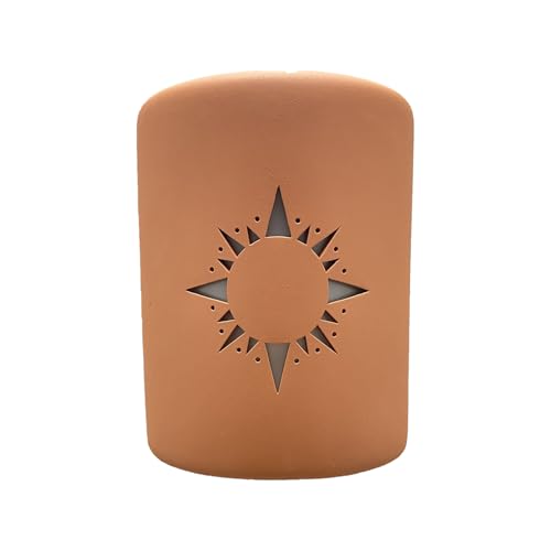 Image of Wall Sconce, Sunburst (Terracotta) Indoor /Outdoor Ceramic Cylinder Porch Light, Indoor /Outdoor Wall Sconce for Interior and Exterior Decor (100 Watt, 9.25 inch H x 7.25 inch)