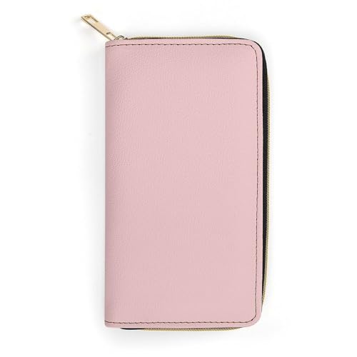 Long PU Zipper Wallet, Travel Purse Fashion Design, Huge Storage Capacity Wallet, Cute Decor Purse For Men And Women Light Pink