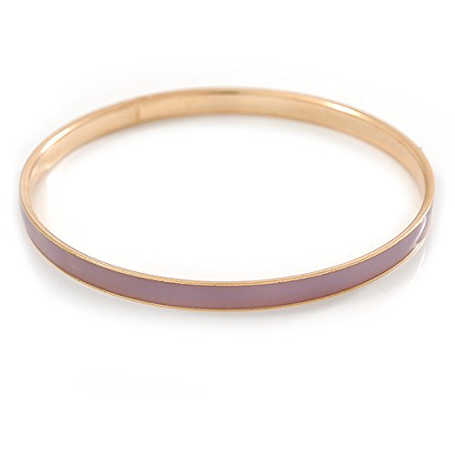 Thin Lavender Enamel Bangle Bracelet In Gold Plating - 19cm L4