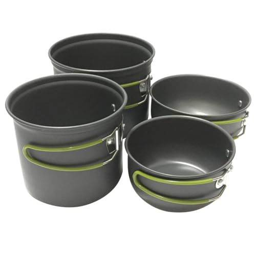Happyyami 1Set Portable Outdoor Cooking Utensils Cookware Kit for People Durable Camping Pots and Pans for Hiking Picnics and Backyard Bbqs