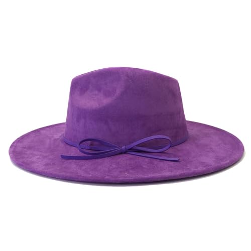 Image of Fedora Hats for Women Man with Big Wide Brim Classic Suede Panama Hat Western Outdoor hat