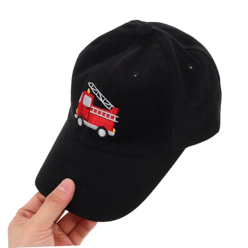 Boy Girl Breathable Sun Hat with Fire Truck Embroidery Baseball Cap for Outdoor Activities for School Travel and Camping Black4