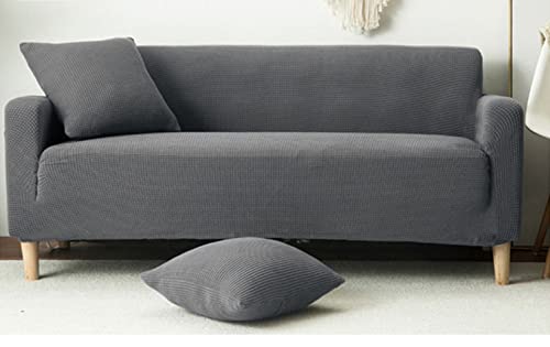 Housse extensible pour canapé 3 places gris aux finitions soignées - 2