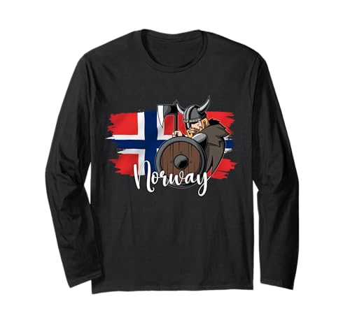 ノルウェー国旗Tシャツ、ノルウェーTシャツ、ノルウェーシャツ メンズ キッズ 長袖Tシャツのサムネイル