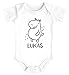 Produktbild SpecialMe® Baby Body mit Namen Bedrucken Lassen Nilpferd lustige Zoo-Tiere Strichzeichung Kurzarm Bio Baumwolle Hippo weiß 3-6 Monate