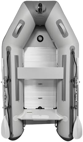 BEYOND MARINA 8.2ft Inflatable Dinghy - 3 Person Inflatable Boat for Adults 5 HP Heavy Duty Fishing Boat, Aluminum Floor, Aluminum Oars, USCG Approved