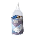 Smart Design Deluxe Mesh Over The Door Pop Up Hamper w/ Hook & Adjustable Strap - VentilAir Mesh Material - for Laundry & Clothes - Home - (Holds 3 Loads) (17 x 28 Inch) [White]