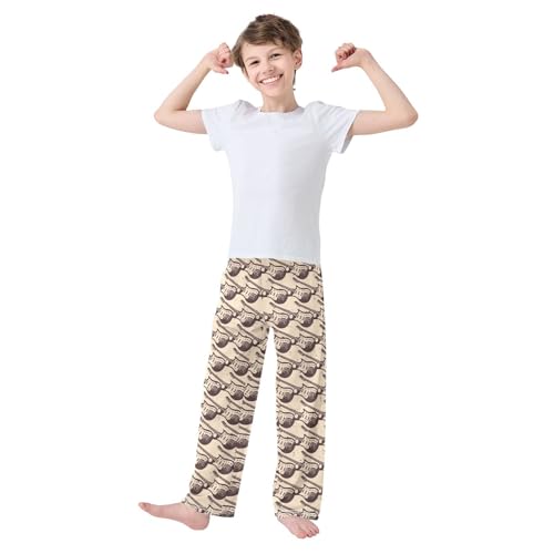ZZXXB Guitar Music Boys Long Pants Soft Trousers Elastic Waist Kids Lounge Bottoms with Pockets S-XL2