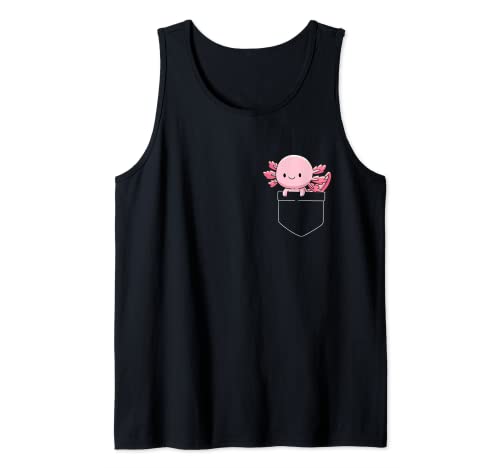 Axolotl en bolsillo Kawaii lindos regalos para mascotas Camiseta sin Mangas