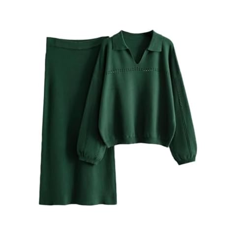 bbpawing Women's 2 Piece Outfits Sweater Skirt Sets Fall Casual Long Sleeve Pullover Top Lounge Travel Midi Dress Cover