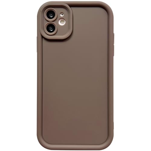 Image of Puxicu Slim Case for iPhone 12, Enhanced Camera Protection, Shockproof Skin-Friendly Touch Soft Case Cover for iPhone 12 Phone 6.1 inch, Coffee
