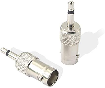 3.5mm Mono to BNC Adapter, BNC Female Jack to 1/8 TS Male Plug -(4 PACK) | Nickel-Pated Bidirection Connector for CCTV DVR Camera and More
