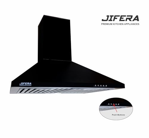 Image of Mini S 60 | MS Steel Kitchen Chimney | Push Button Control | Black Powder Coated | 1000 CMH | 5 Years Warranty on Motor