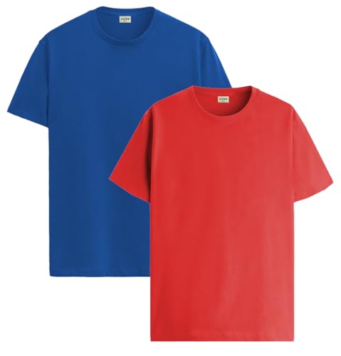 Image of ADRO Men's Cotton Regular Fit Combo Plain Solid T-Shirt Pack of 2