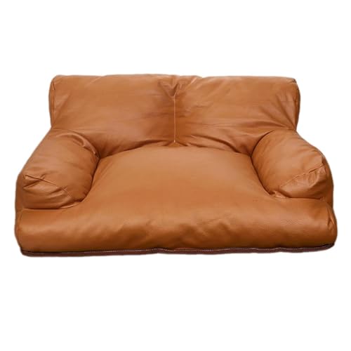 Pet Sofa Bed,New Cat Dog Leather Sofa with Non-Slip Bottom,Pet Furniture Cat Beds for Medium Small Cats and Dogs(Coffee,Small)