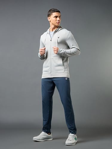 Image of TECHNOSPORT Mens Fleece Slim Fit Solid Regular Fit Hooded Jacket with Techno Warm+, Fast Dry for Winter Use