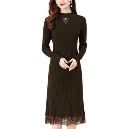 Robe longue en laine tricotée femme de haute qualité à dentelle fine
