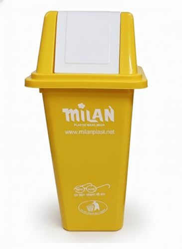 Image of Milan Plastic Square Swing Lid Garbage Dustbin 60 Litre Yellow