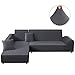 Produktbild TAOCOCO Sofa Überwürfe Sofabezug Elastische Stretch für L-Form Sofa Abdeckung 2er Set für 3 Sitzer + 3 Sitzer mit 2 Stücke Kissenbezug (Hellgrau)