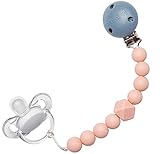Die Perlen sind beim Zahnen weich auf dem Zahnfleisch des Babys und die Form und Textur sind etwas Neues, das Ihr Baby entdecken kann! Unsere Dummies-Clips werden sicher an der Kleidung Ihres Kindes befestigt, um sicherzustellen, dass die Accessoires und Schnuller Ihres Babys sauber und vom Boden entfernt bleiben. Es verleiht jedem Outfit den perfekten Hauch von Stil und ist dennoch sicher und lecker für Ihre Kleinen!