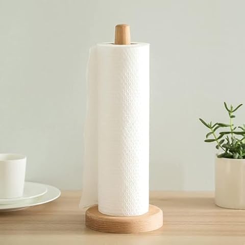 Paper Towel Holder Countertop, Wood Paper Towel Holder, Paper Towel Organizer, Paper Towel Dispenser Stand with Anti-Skid Base Cover