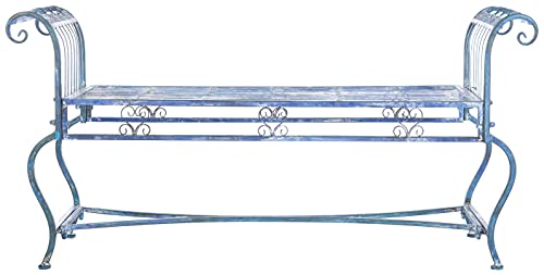 Safavieh Outdoor Collection Brielle Victorian Antique Blue Bench