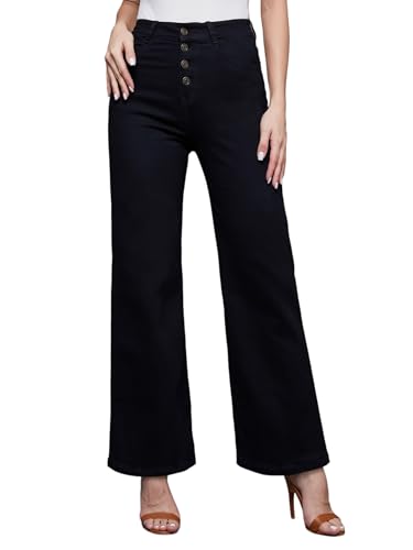 Image of Miss Chase Women's Wide Leg High Rise Stretchable Denim Jeans