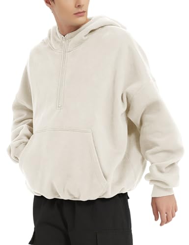 FAIABLE Mens Hoodies Half Zip Up Oversized Sweatshirts Fleece Cotton Quarter Zip Hoodie Pullover Fall Winter Outfit2