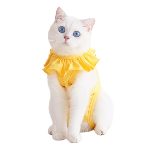 FRENCH FRENCH 綿100% 猫 術後服 避妊 去勢 手術後 術後着 術後ウェア 手術 怪我 皮膚 傷口保護 女の子 男の子 介護用品 介護服 おむつ 犬用 KM923OP M イエロー