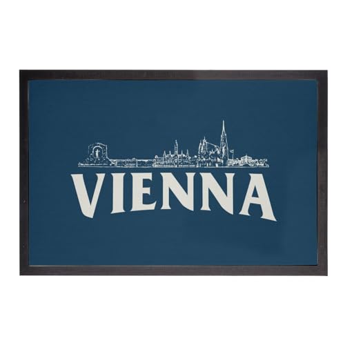 Paillasson bleu Vienna 60x40 cm au motif de Vienne Autriche pour entrée