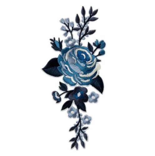Mono-Quick ecusson thermocollant rose fleurs bleu 7x15cm