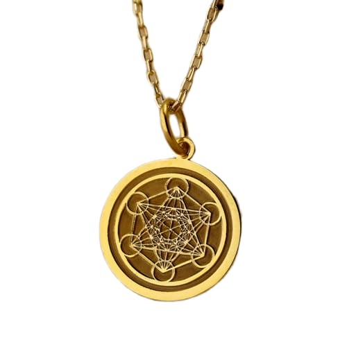 Collier Metratron Cube unisexe, un bijou symbolique en argent plaqué or plein d'harmonie