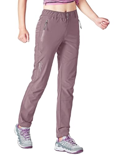 Pantalón de senderismo para mujer Rdruko, pantalón de exterior, ligero, de secado rápido, para trekking, con protección UV UPF 50+, funcional, transpirable, pantalón de verano, gris morado, M